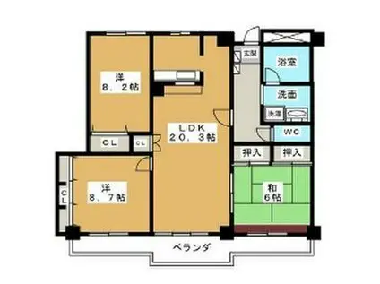 プレディアスタイル旭丘(2SLDK/5階)の間取り写真