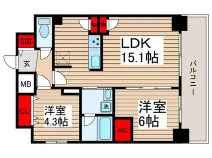 LUXENEPAWS南行徳(2LDK/10階)の間取り写真
