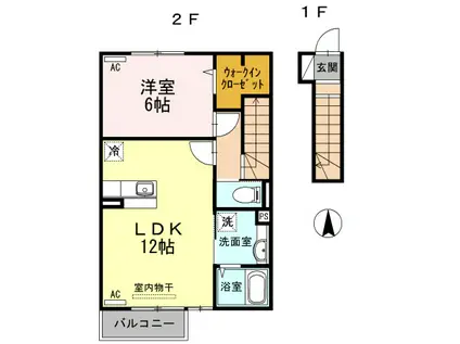 オプティマムハウス(1LDK/2階)の間取り写真