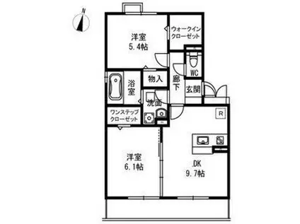 ローズガーデンA(2DK/2階)の間取り写真