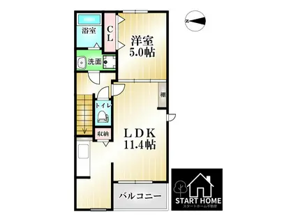 コーポ・マリ(1LDK/2階)の間取り写真