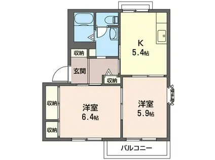 積水ハウスシャーメゾン クレスト弐番館(2K/2階)の間取り写真