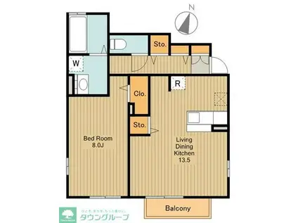 DLM ファミール恩多II(1LDK/1階)の間取り写真