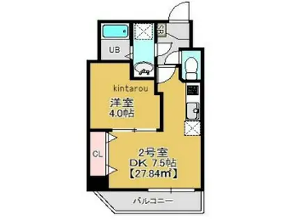 WILLIAM V(1DK/4階)の間取り写真