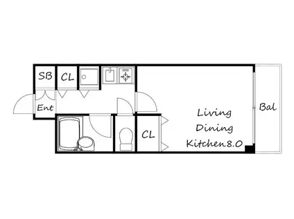 シティーガーデン伊川谷(1K/2階)の間取り写真
