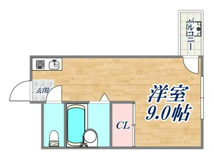 杉村ビル(ワンルーム/9階)の間取り写真