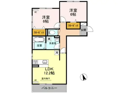 ポートサイドヴィラII(2LDK/2階)の間取り写真