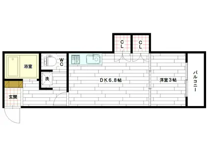 Yビル(1DK/4階)の間取り写真