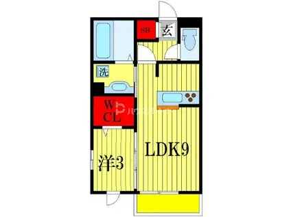 ヴェルドュ―ラ・K(1LDK/1階)の間取り写真