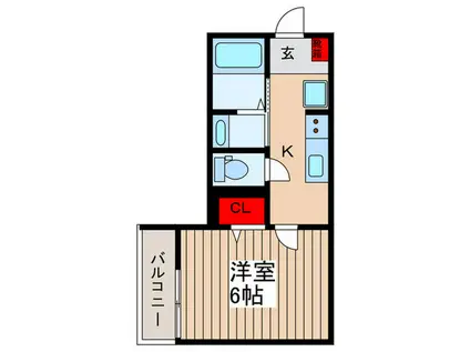 MARK DUO大和田I(1K/2階)の間取り写真