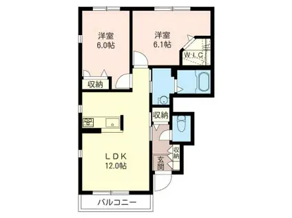 セントラルカーサA(2LDK/1階)の間取り写真