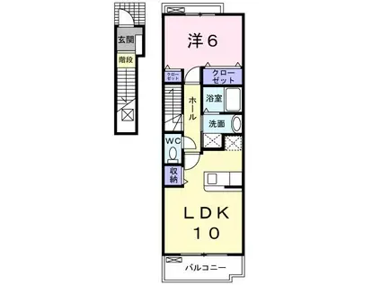 グリーンヒルズB(1LDK/2階)の間取り写真