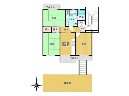 清水口第二2-5-9号棟(3DK/1階)の間取り写真