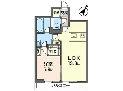 シャーメゾンPRIME II(1LDK/1階)の間取り写真