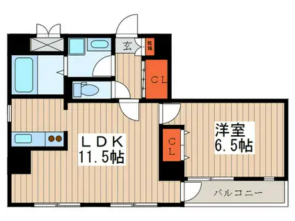 リバーサイドイケガメ(1LDK/2階)の間取り写真