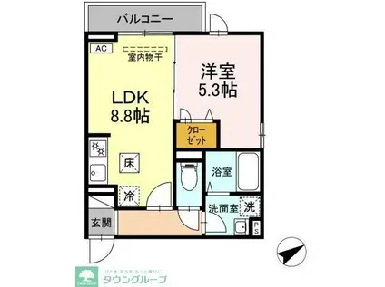 D BLESS西谷(1LDK/3階)の間取り写真