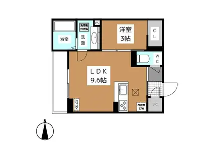 プランタン若里V(1LDK/2階)の間取り写真