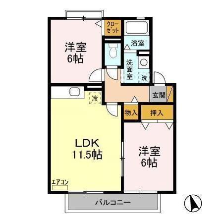 メイヒルズ II(2LDK/1階)の間取り写真