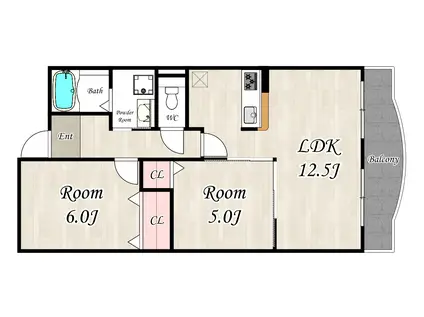 SAKURAZUKA MANSION(2LDK/3階)の間取り写真