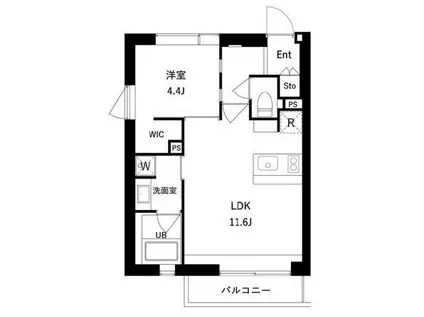 エスセナーリオ高輪(1LDK/2階)の間取り写真