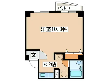 ハウスオブリザ中の島III(1K/2階)の間取り写真