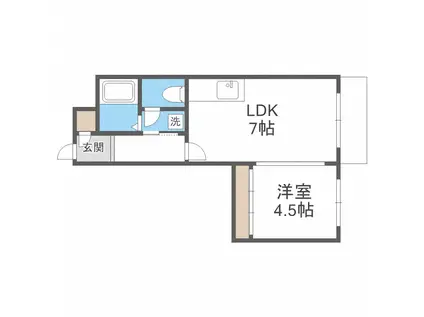 エンブレム新琴似(1DK/3階)の間取り写真