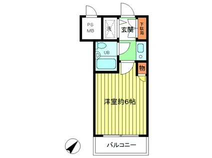 ダイアパレス鷺沼Ⅰ(1K/1階)の間取り写真