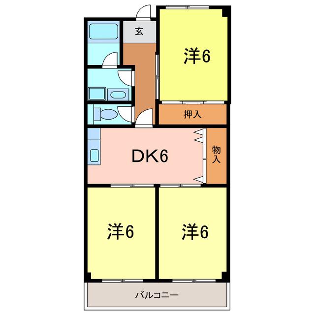 リプルイワツキ(3DK/2階)の間取り写真