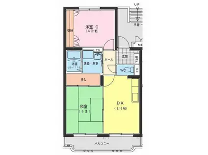 ジェネシス大島(2DK/3階)の間取り写真