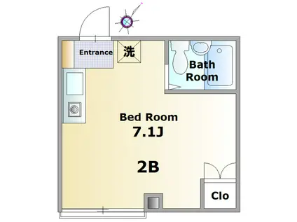 新千葉コーポラス(ワンルーム/2階)の間取り写真