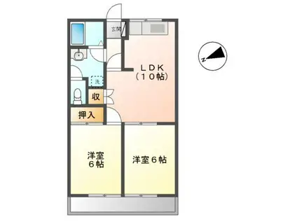 グランディールディアTEN(2LDK/1階)の間取り写真