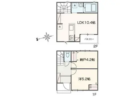 MELLAS浦安(1SLDK/1階)の間取り写真