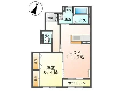 プリマヴェーラ(1LDK/1階)の間取り写真