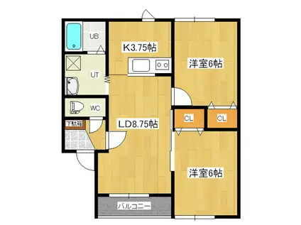 メゾン美山(2LDK/2階)の間取り写真