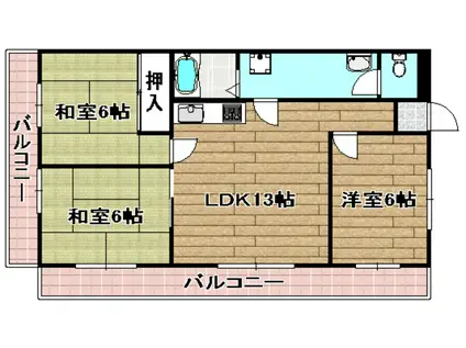 サクラス高槻(3LDK/5階)の間取り写真