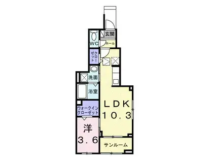 サン・シーロ II(1LDK/1階)の間取り写真