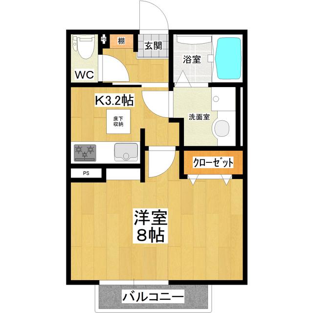 LUCE(1K/2階)の間取り写真