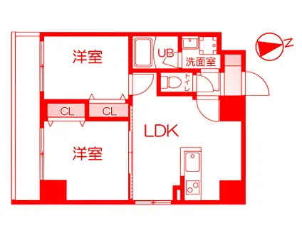 エルヴィータ川崎(2LDK/6階)の間取り写真