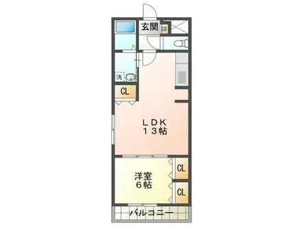 カレン橘(1LDK/4階)の間取り写真
