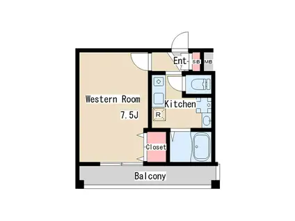 ティエスビル須磨(1K/4階)の間取り写真