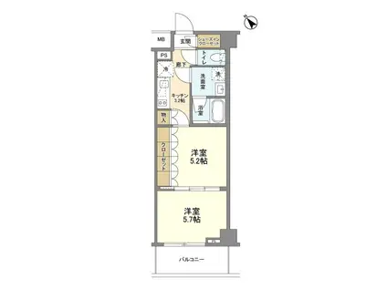 ニューミラ明大前(2K/4階)の間取り写真