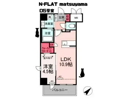 N-FLAT MATSUYAMA(1LDK/4階)の間取り写真