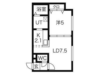 GLASS N21(1LDK/1階)の間取り写真