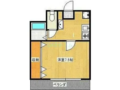 ノースサイト(1K/2階)の間取り写真