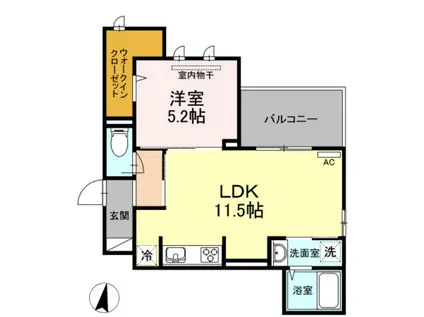 グランテリア楽々園S(1LDK/3階)の間取り写真