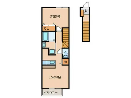 メゾンパレエ(1LDK/2階)の間取り写真