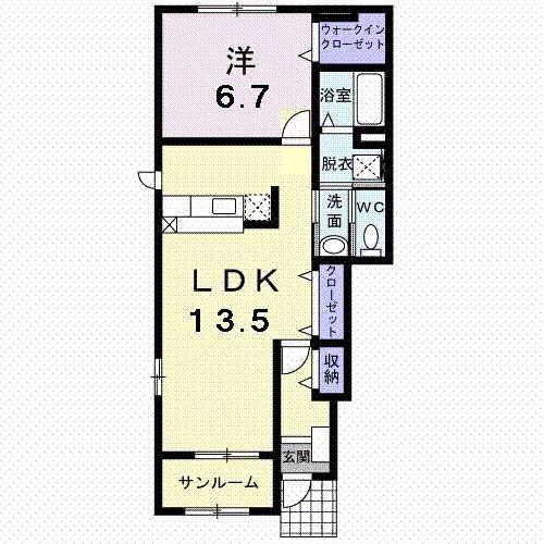 富山地鉄富山港線 萩浦小学校前駅 徒歩47分 2階建 築16年(1LDK/1階)の間取り写真