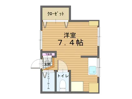 花丘ヒルズ(ワンルーム/4階)の間取り写真