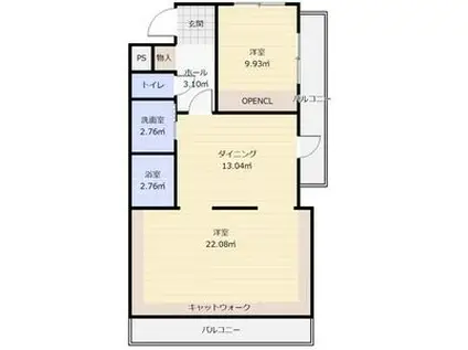 アーバンヴィラ覚王山(1LDK/1階)の間取り写真
