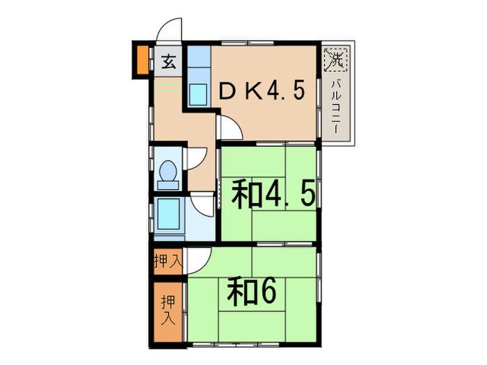 小川荘(2DK/2階)の間取り写真